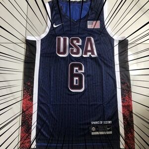 2024 Paris Olympic USA Dream Team #6 LeBron James Navy Basketball Jersey